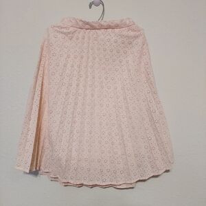 Zara Light Pink A-Line Eyelet Skirt Size 6 Midi Plaid Textured Preppy